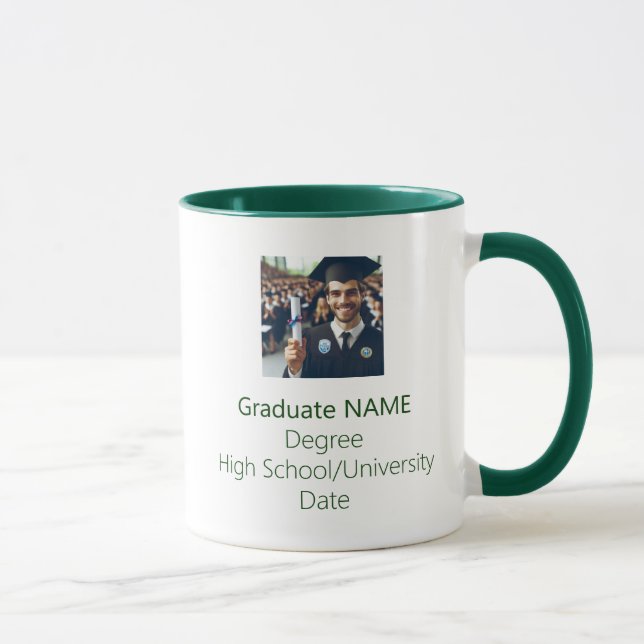 Personalised Graduate Photo Graduation Green Mug (Right)
