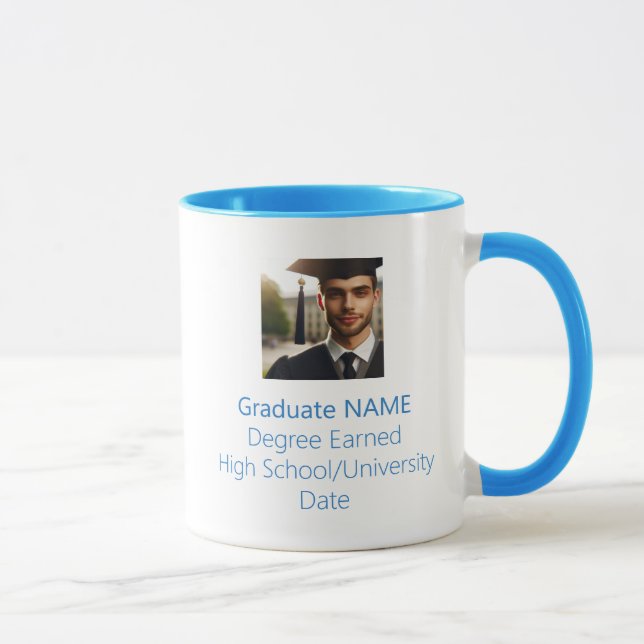 Personalised Graduate Photo Graduation Light Blue Mug (Right)
