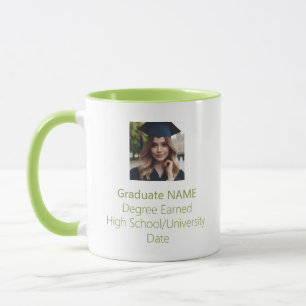 Personalised Graduate Photo Graduation Lime Green Mug