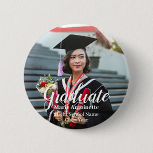 Personalised Graduate Photo Name Class Year 6 Cm Round Badge