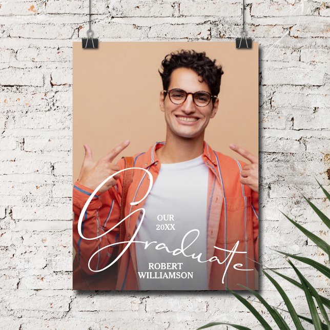 Personalised Graduate Script Photo Poster (Personalized Graduate Script Photo Poster, INSTANT DOWNLOAD and/or PRINTED)