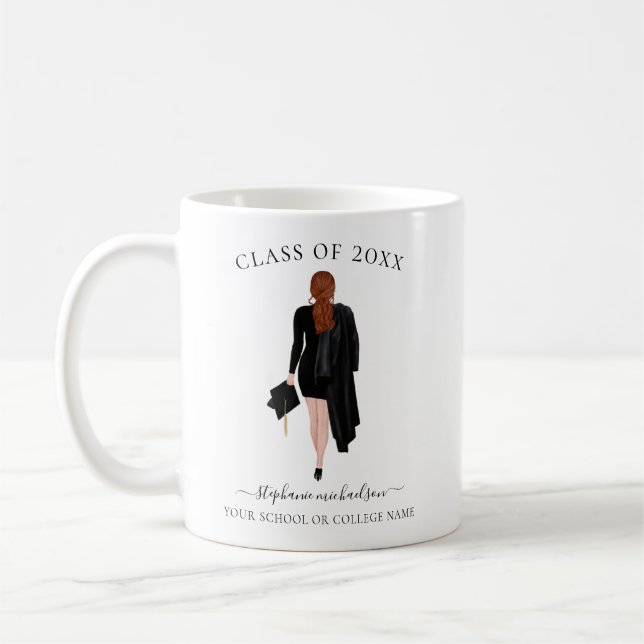 Personalised Graduate Watercolor Girl Coffee Mug (Left)