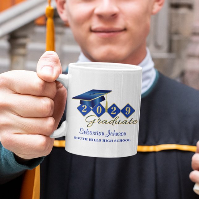 Personalised Graduation  Blue & Gold 20XX Coffee Mug (Personalized Graduation Blue & Gold Coffee Mug)