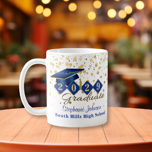 Personalised Graduation Blue & Gold Coffee Mug