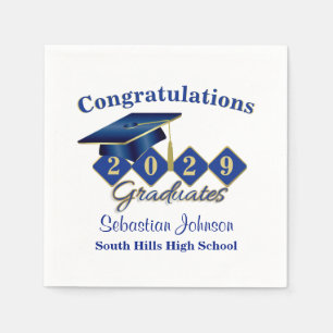 Personalised Graduation Blue & Gold Napkin