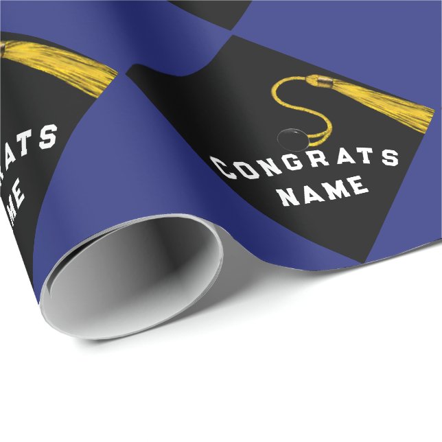 Personalised Graduation Blue  Wrapping Paper (Roll Corner)