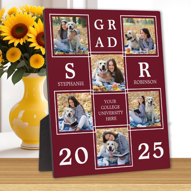 Personalised Graduation Burgundy Photo Collage Plaque (Creator Uploaded)