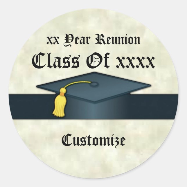 Personalised Graduation Cap Class Reunion Stickers (Front)