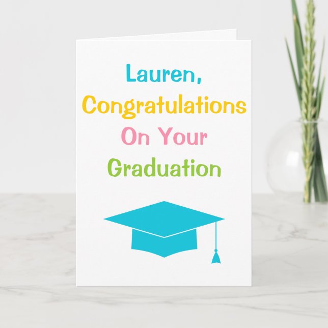 Personalised Graduation Cap Congratulations Card (Front)