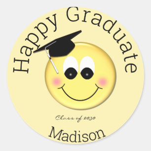 Personalised Graduation Cap Emoji Classic Round Sticker