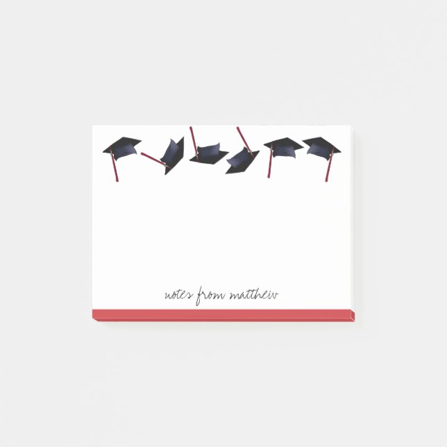 Personalised Graduation Caps Gone Wild Red Post-it Notes (Front)