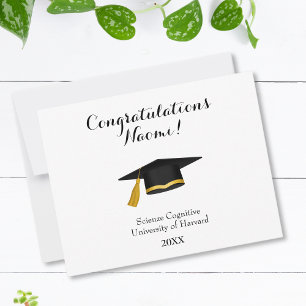 Personalised graduation card, card with mortar cap