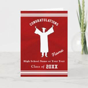 Personalised Graduation Cards for Him, Red, White