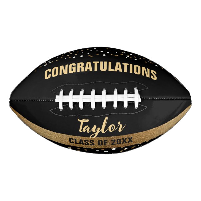 Personalised Graduation Class of 2024 Gold black American Football (Front)