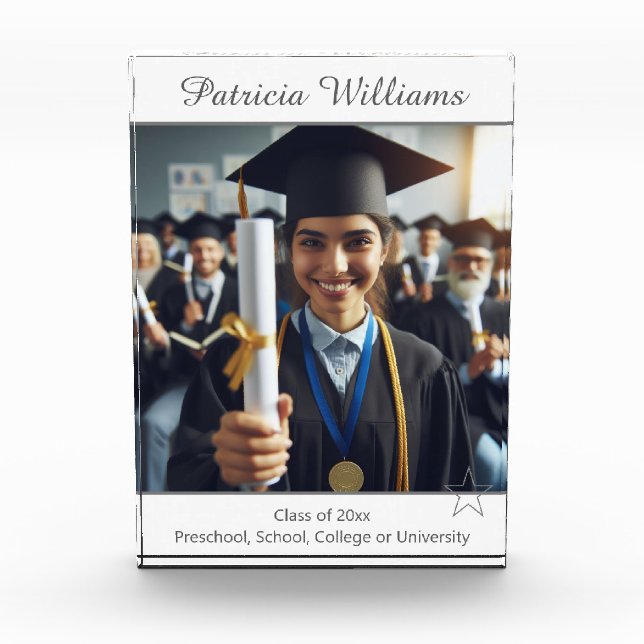 Personalised Graduation Class Star Photo Plaque (Front)