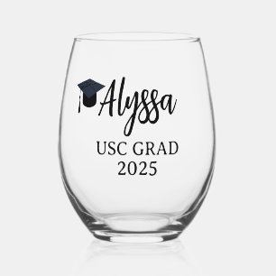 Personalised Graduation , College Graduation Gifts Stemless Wine Glass