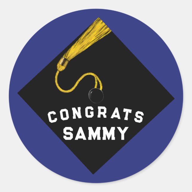 Personalised Graduation Congrats Classic Round Sticker (Front)