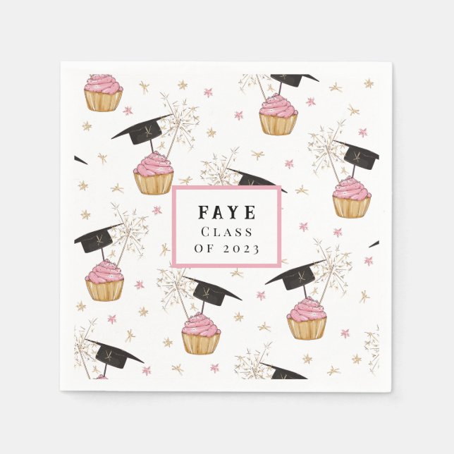 Personalised Graduation Cupcake Pattern  Napkin (Front)