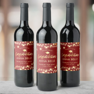 Personalised Graduation Custom Class of 2024 Chic Wine Label