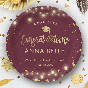 Personalised Graduation Custom Class of 2025 Red Paper Plate