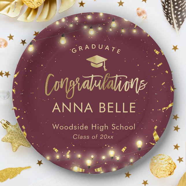 Personalised Graduation Custom Class of 2025 Red Paper Plate (Creator Uploaded)