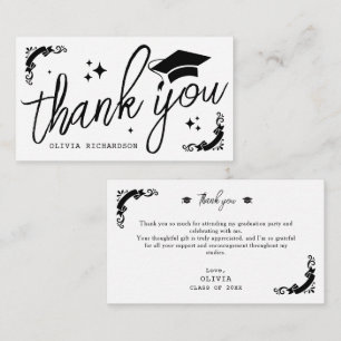 Personalised Graduation Elegant Script Stars & Cap Card