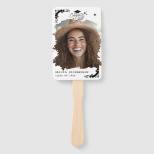 Personalised Graduation Elegant Script Stars & Cap Hand Fan