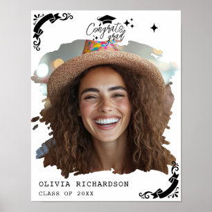 Personalised Graduation Elegant Script Stars & Cap Poster