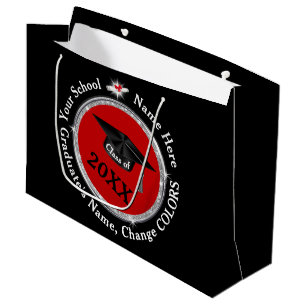 Personalised, Graduation Gift Bags, Black and Red Large Gift Bag