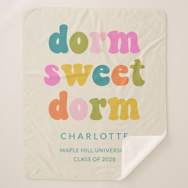 Personalised Graduation Gift Colourful Dorm Quote Sherpa Blanket (Front)