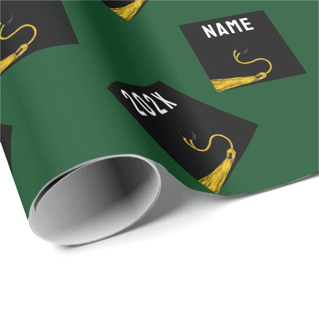 Personalised Graduation Gift Green Wrapping Paper (Roll Corner)