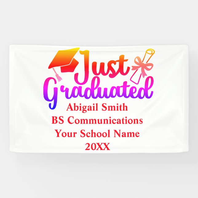 Personalised Graduation Gift Name, Year, School Banner (Horizontal)