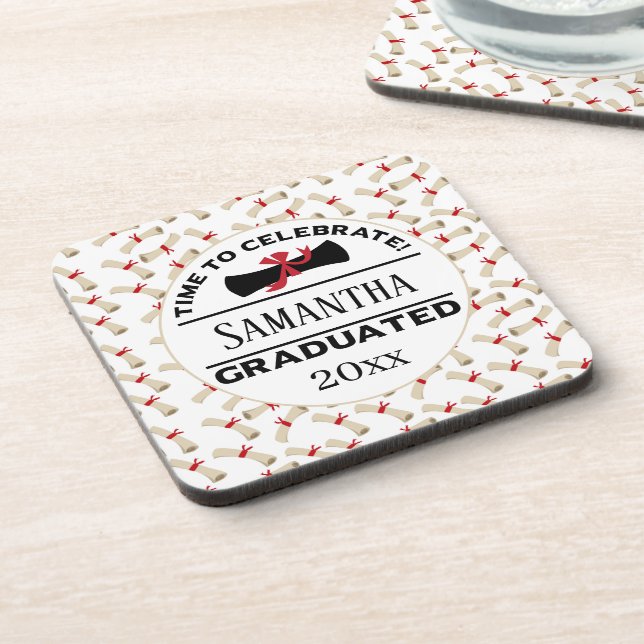 Personalised Graduation Gift | Time To Celebrate Coaster (Left Side)