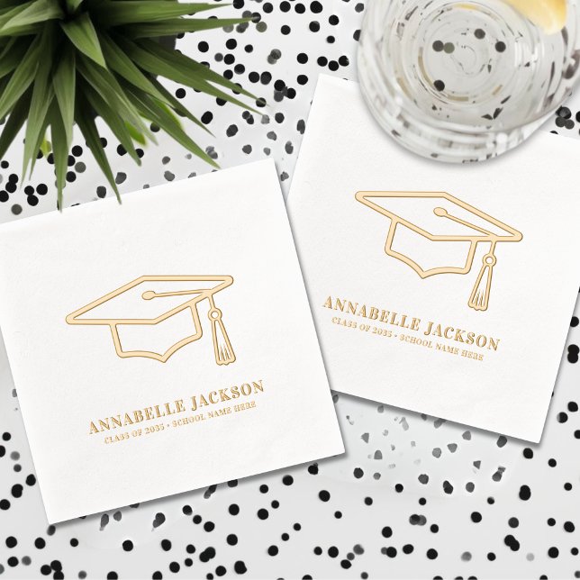 Personalised Graduation Gold Foil Napkins (Personalized Graduation Gold Foil Napkins)