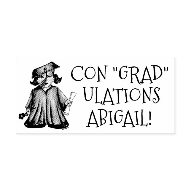 Personalised Graduation Graduate Congrats Girl Rubber Stamp (Imprint)