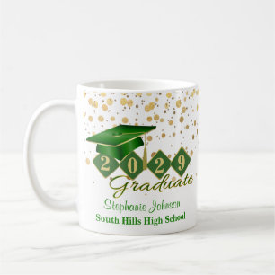 Personalised Graduation Green & Gold 20XX Coffee Mug