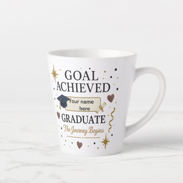 Personalised Graduation Latte Mug – Goal Achieved (Right)