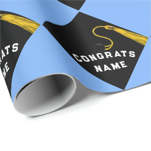Personalised Graduation Light Blue Wrapping Paper