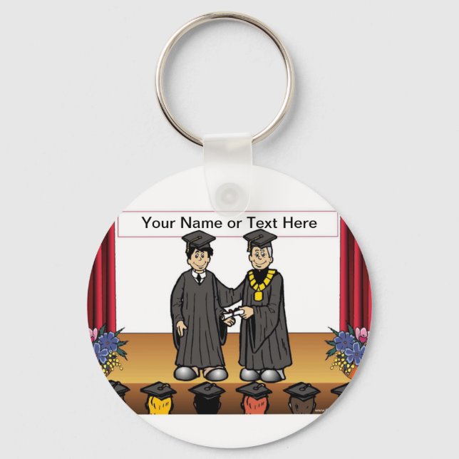 Personalised Graduation - Male Cartoon  Key Ring (Front)
