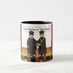 Personalised Graduation - Male Cartoon Two-Tone Coffee Mug