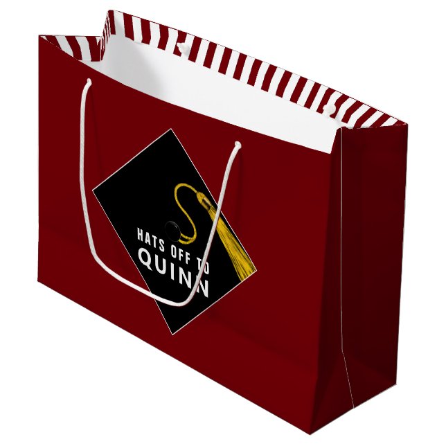 Personalised Graduation Maroon Large Gift Bag (Front Angled)