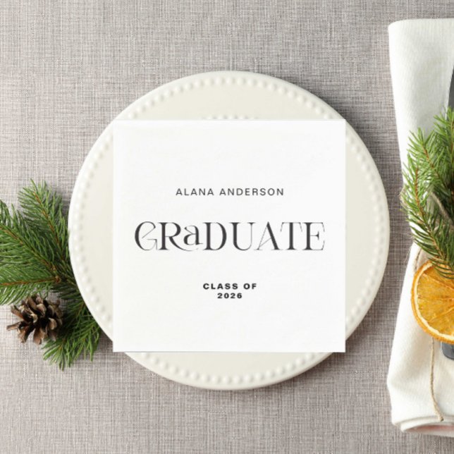 Personalised Graduation Modern Minimal Elegant Napkin (Creator Uploaded)