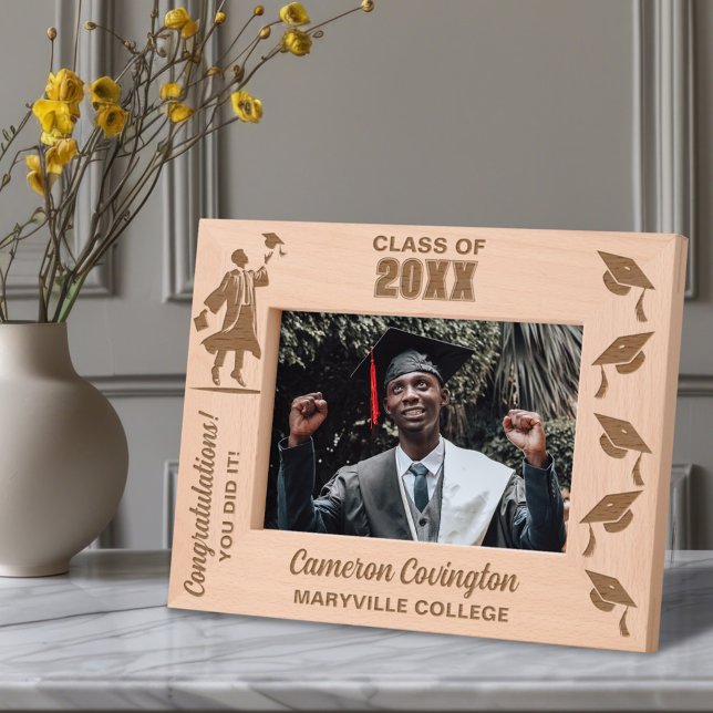 Personalised Graduation Name, School/College, Year Etched Frames (Creator Uploaded)