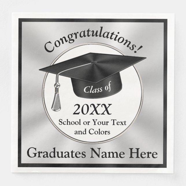 Personalised Graduation Napkins Your Text, Colours (Front)