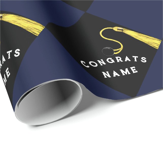 Personalised Graduation Navy Blue  Wrapping Paper (Roll Corner)