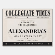 Personalised Graduation Newspaper Welcome Sign