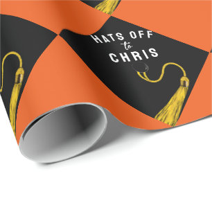 Personalised Graduation Orange Gift Wrapping Paper