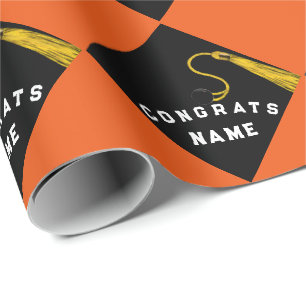Personalised Graduation Orange Wrapping Paper
