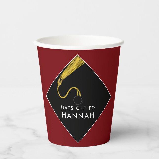Personalised Graduation Party Maroon Paper Cups (Front)