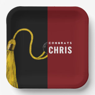 Personalised Graduation Party Maroon Paper Plates